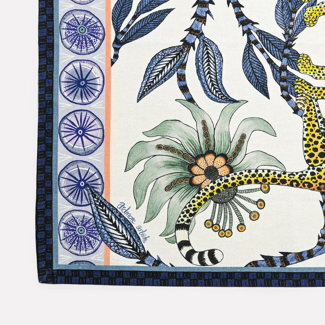 Lovebird Leopards Tanzanite Tea Towel | Ardmore Design