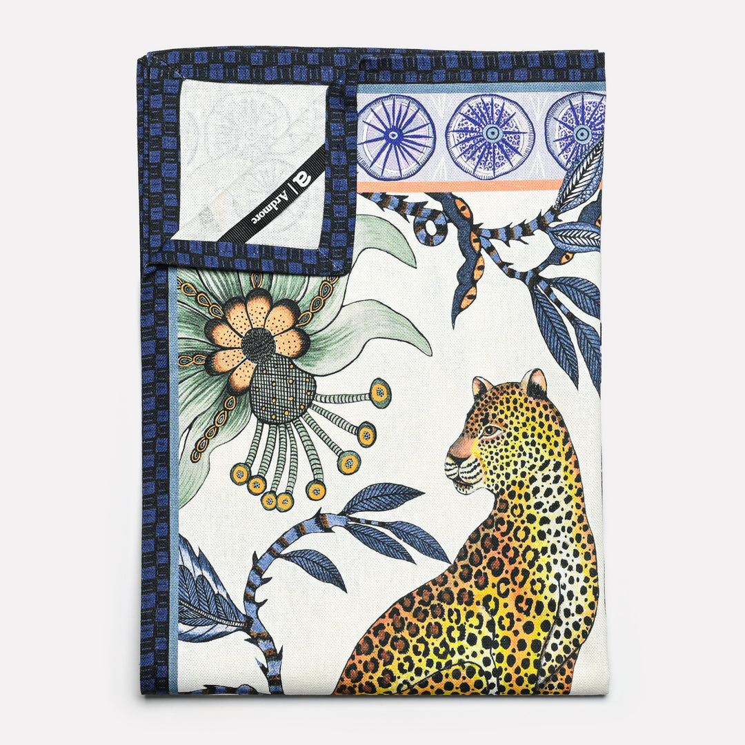 Lovebird Leopards Tanzanite Tea Towel | Ardmore Design