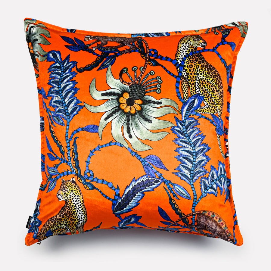 Monkey Bean Velvet Cushion Cover in Flame | Ardmore Design
