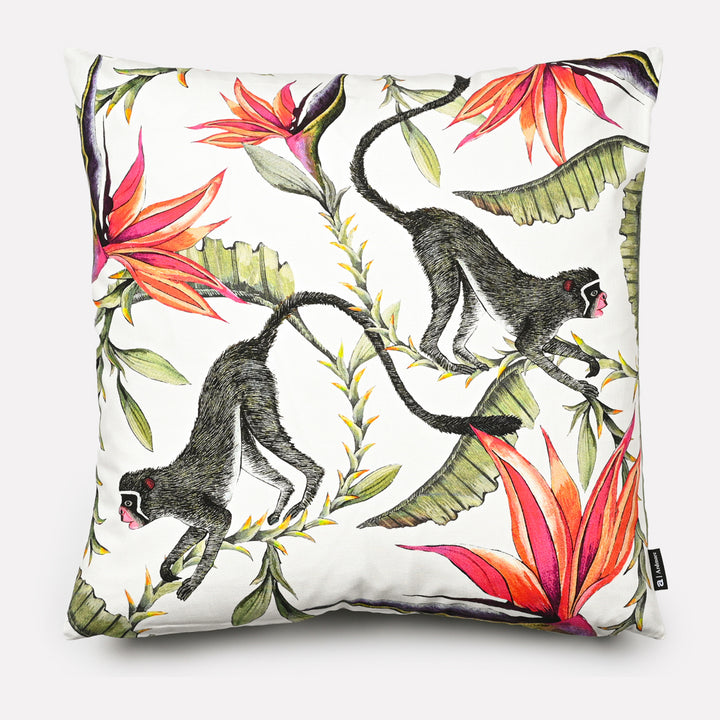 Monkey Paradise Cotton Cushion Cover in Chalk | Ardmore Design