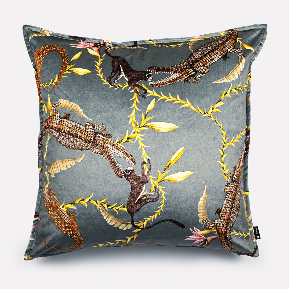 River Chase Velvet Cushion Cover in Silver Ripple | Ardmore Design