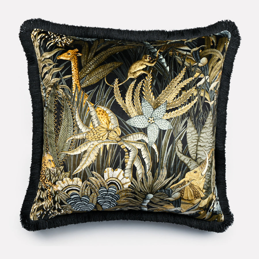 Sabie Forest Fringed Cushion Cover in Moonlight | Ardmore Design