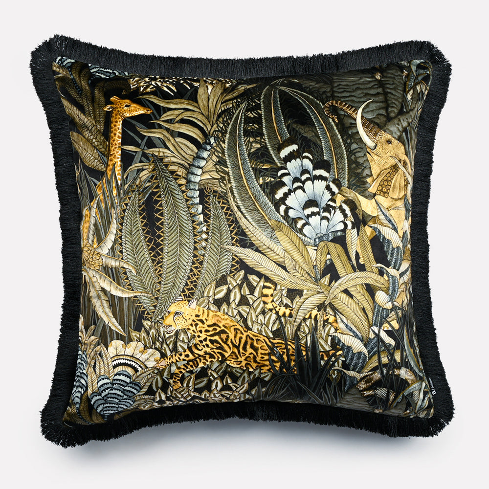 Sabie Forest Fringed Cushion Cover in Moonlight | Ardmore Design