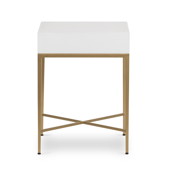 Berkeley White Lacquer Modern Bedside Table