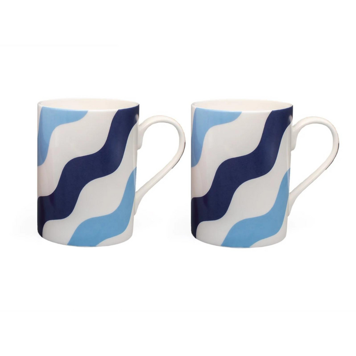 Mixed Blue Scallop Mug - Pair
