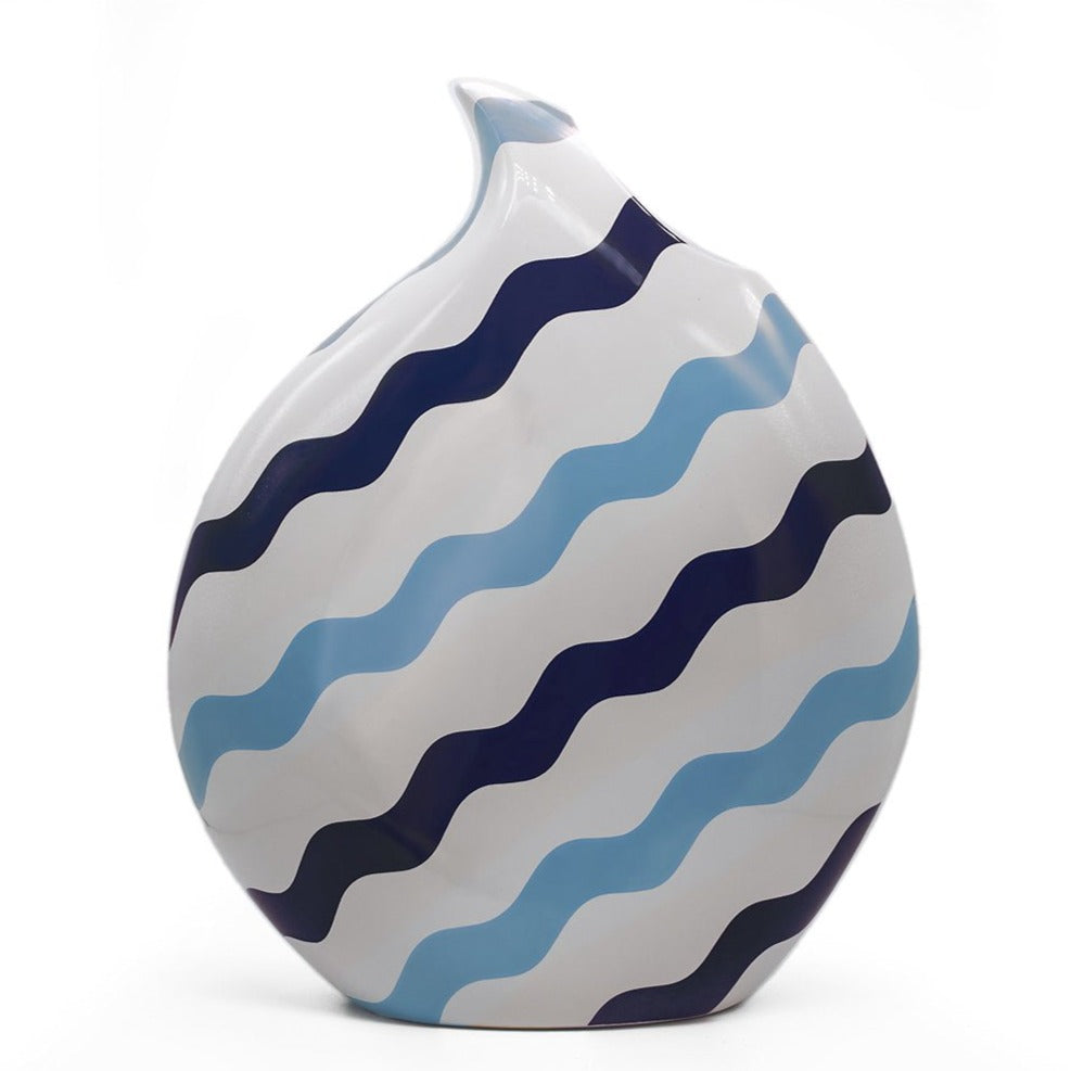 Mixed Blue Scallop Teardrop Vase