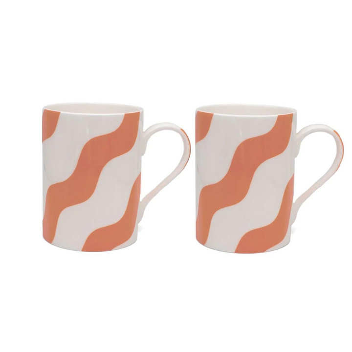 Pink & White Scallop Mug - Pair