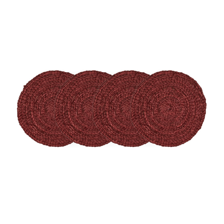 Round Jute Placemats - Carmine Red