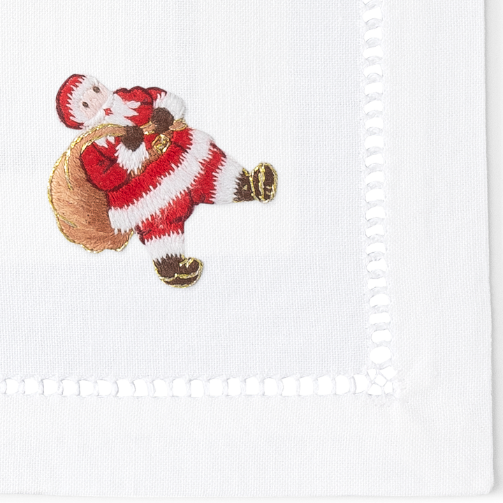 Santa Embroidered Cocktail Napkins