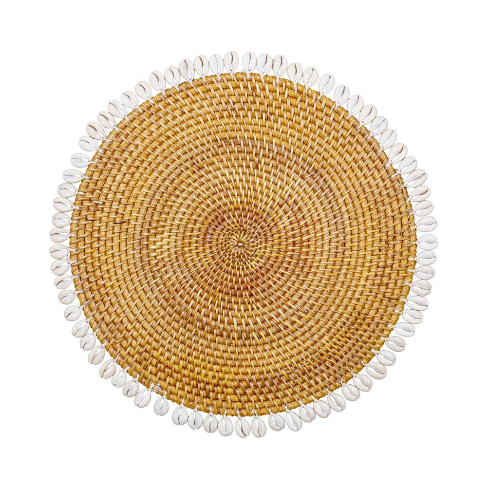 Natural Rattan & Cowrie Shell Placemats - Set of 4