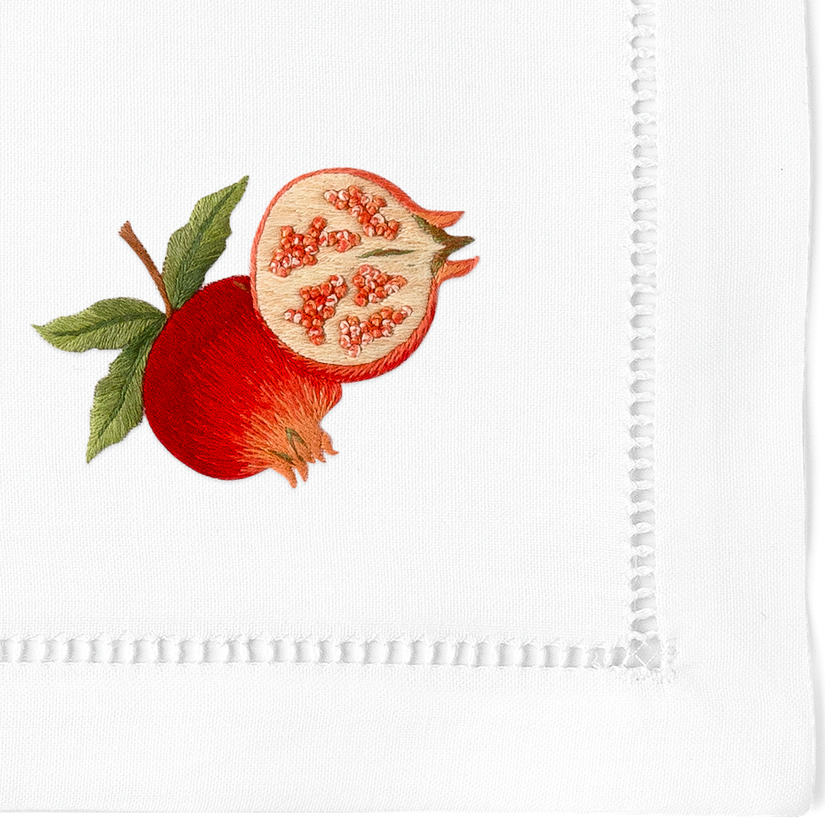 Pomegranate Embroidered Napkins - Set of 4