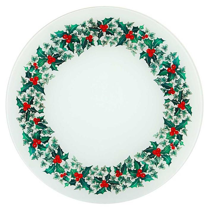 Holly Wreath Glass Platter