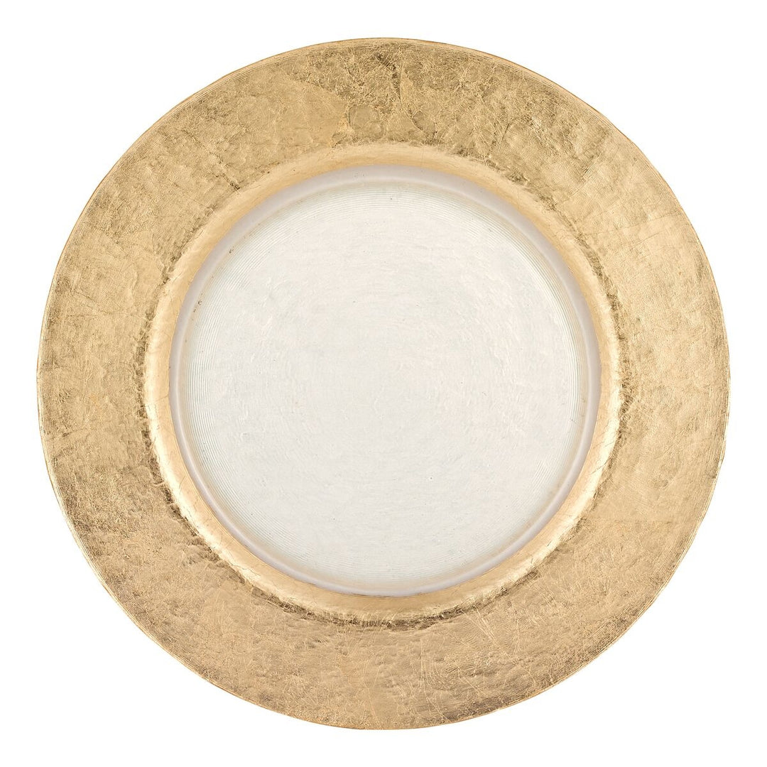 Glamour Gold Leaf and Glass Charger Plates - Set of 4