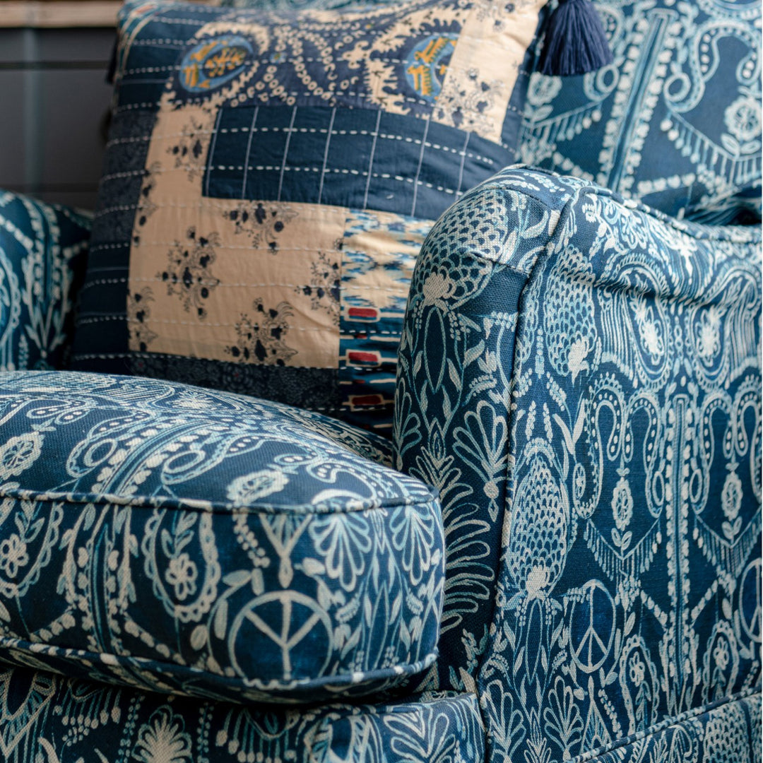 Evelyn Skirted Chair - Jingo Linen Fabric