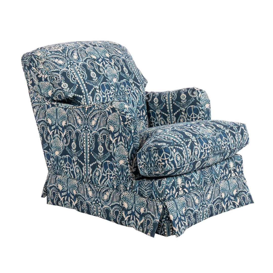Evelyn Skirted Chair - Jingo Linen Fabric