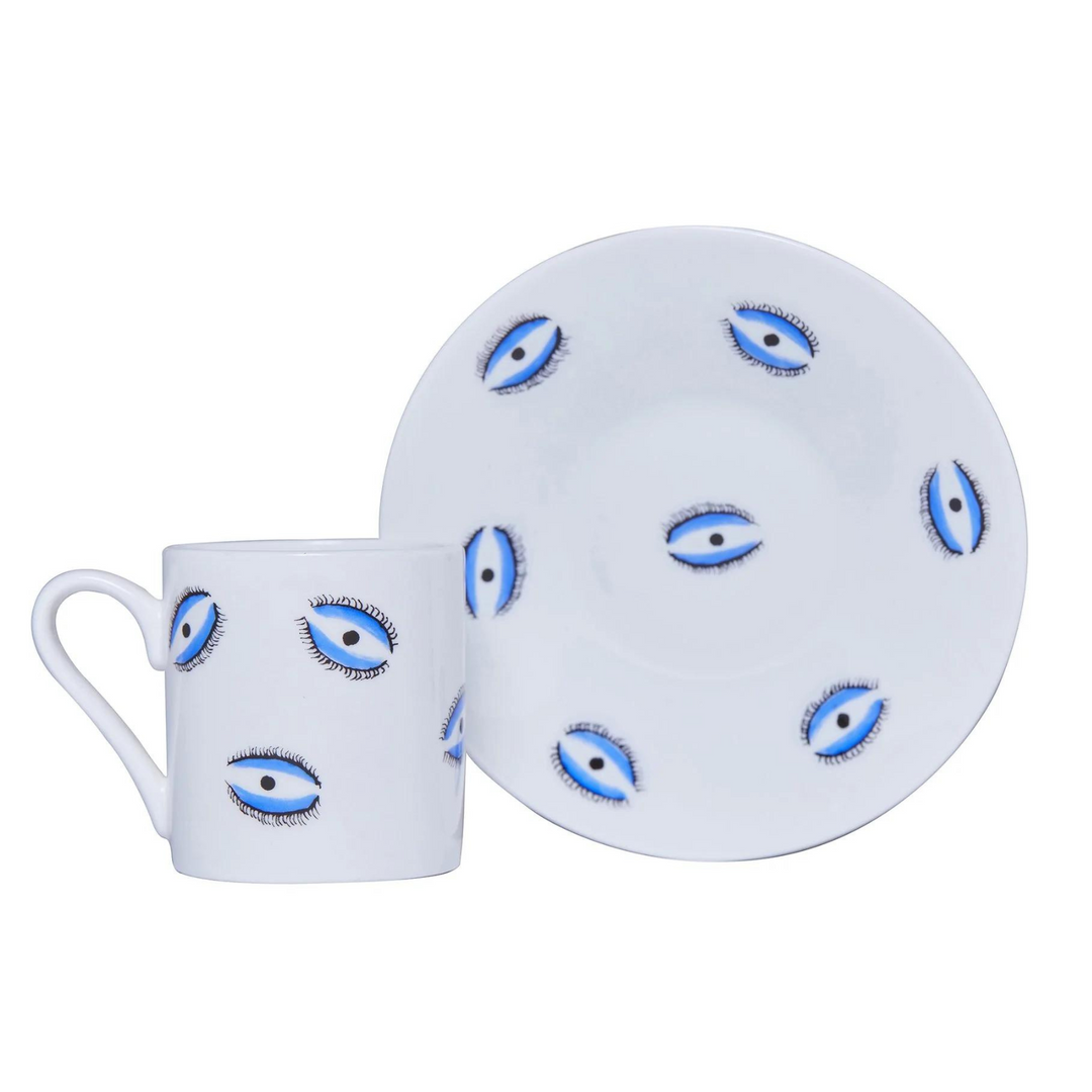 Evil Eye Espresso Cup and Saucer - Pair