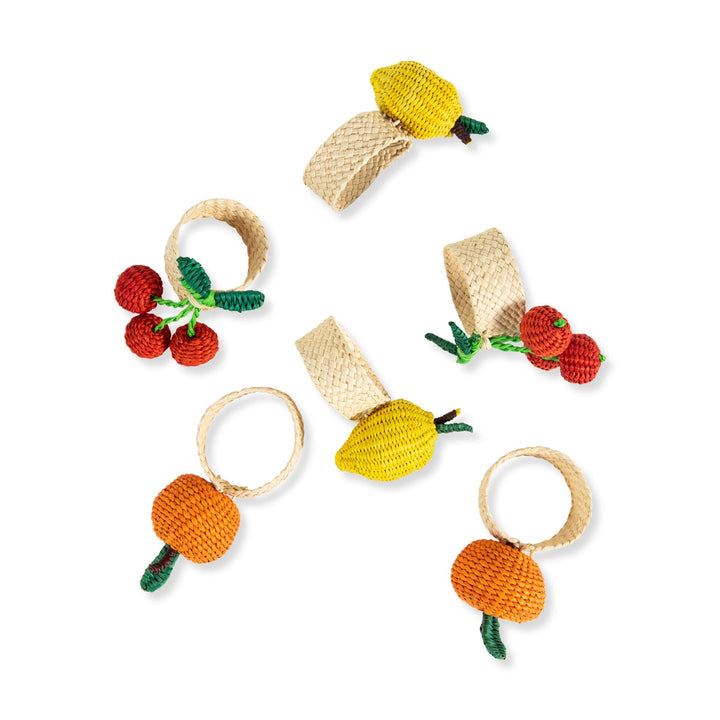 Fruit Basket Raffia Napkin Ring - Set of 6