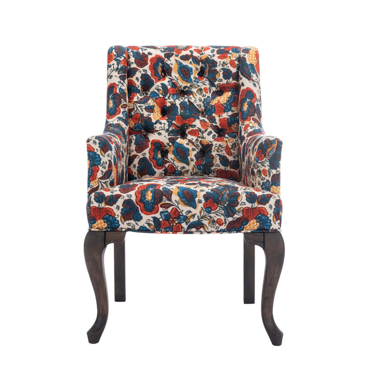 Fitzroy Tufted Chair - Remondini Floral Linen Fabric