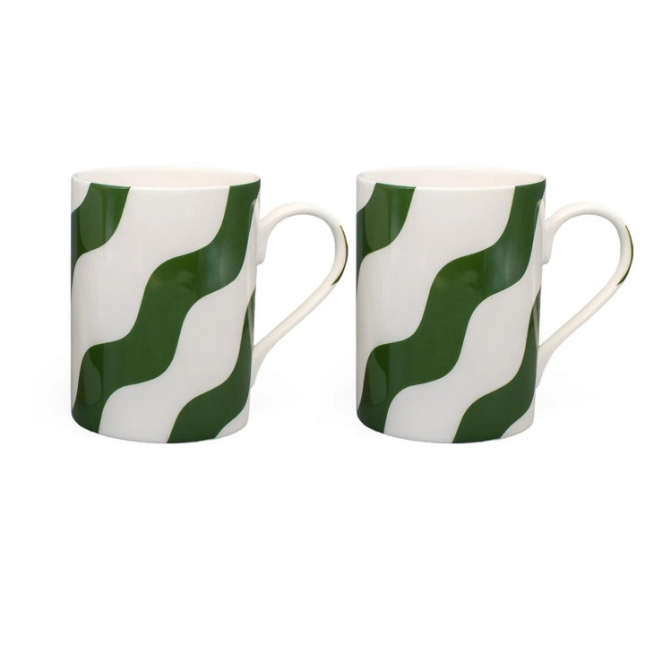 Green Scallop Mug - Pair