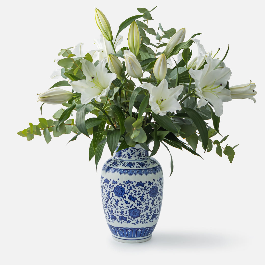 Blue & White Liling Floral Vase