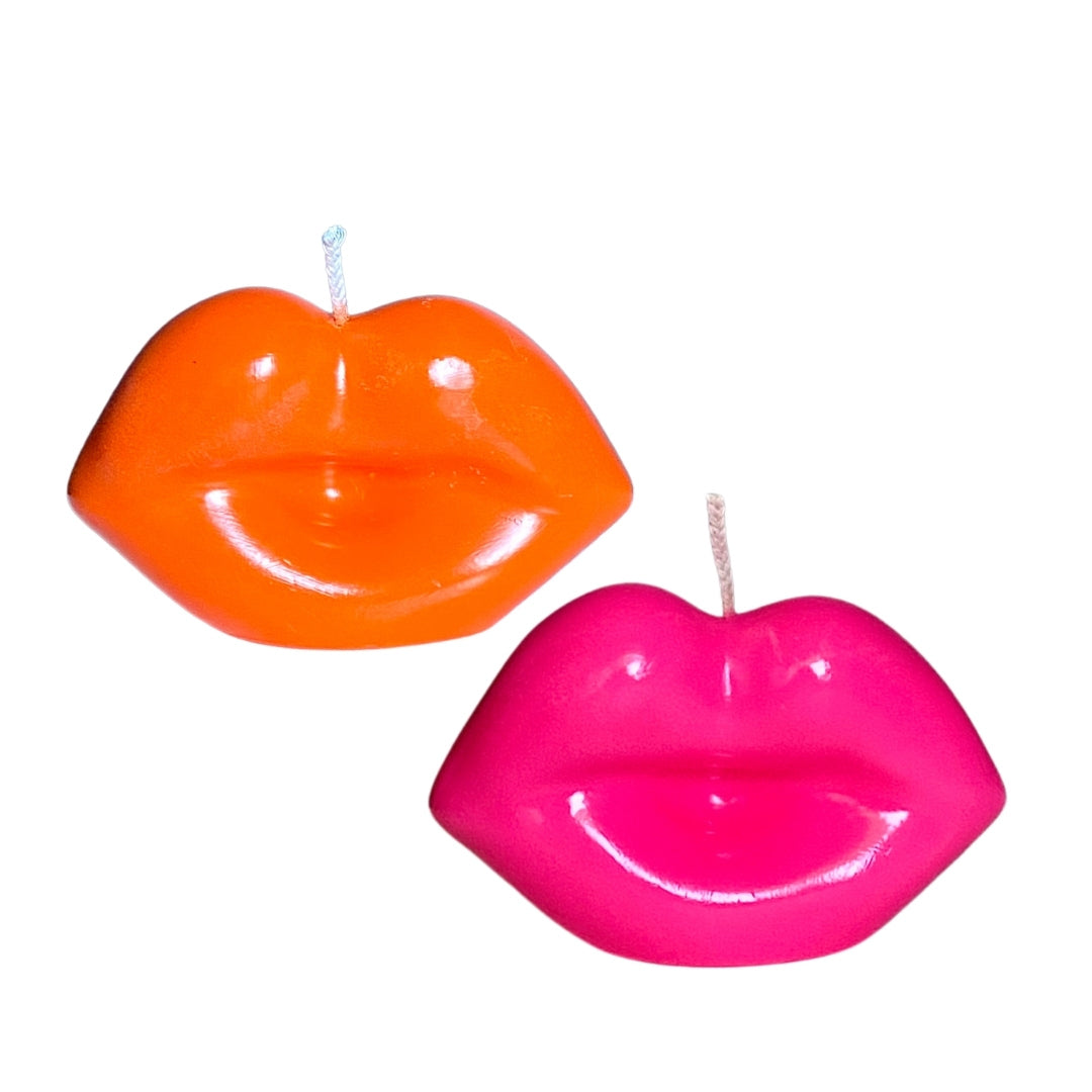 Kiss Me Lips Candle - Orange & Pink