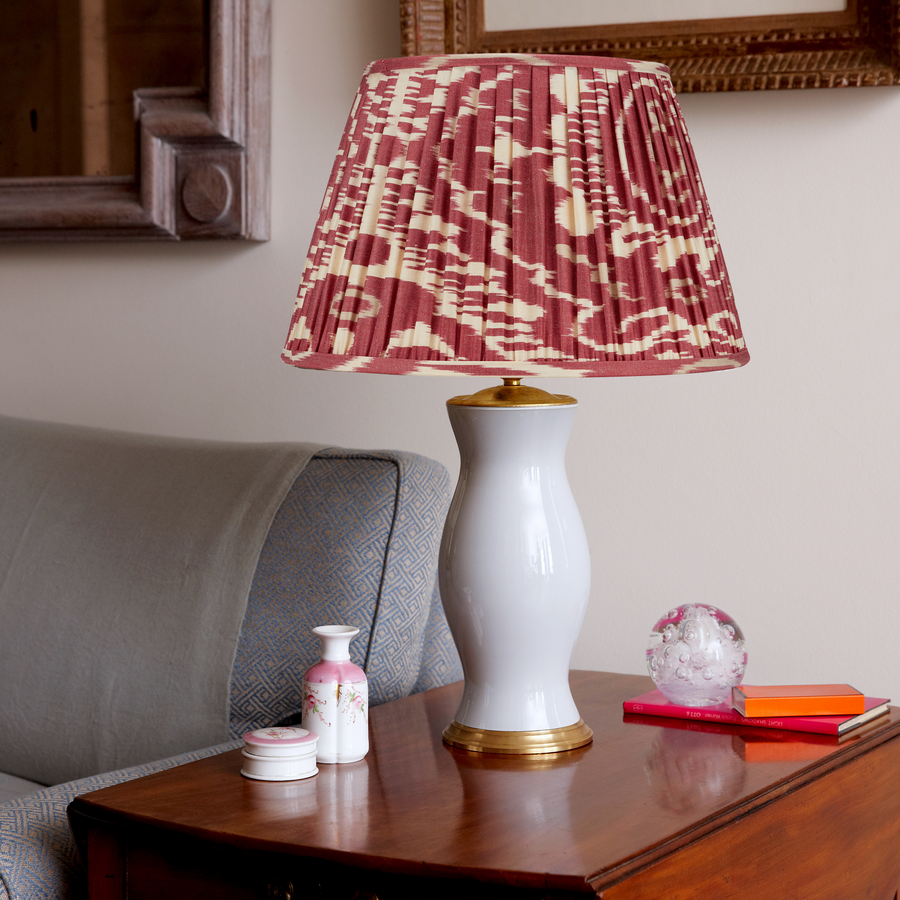 Burnt Red & Cream Silk Ikat Lampshade