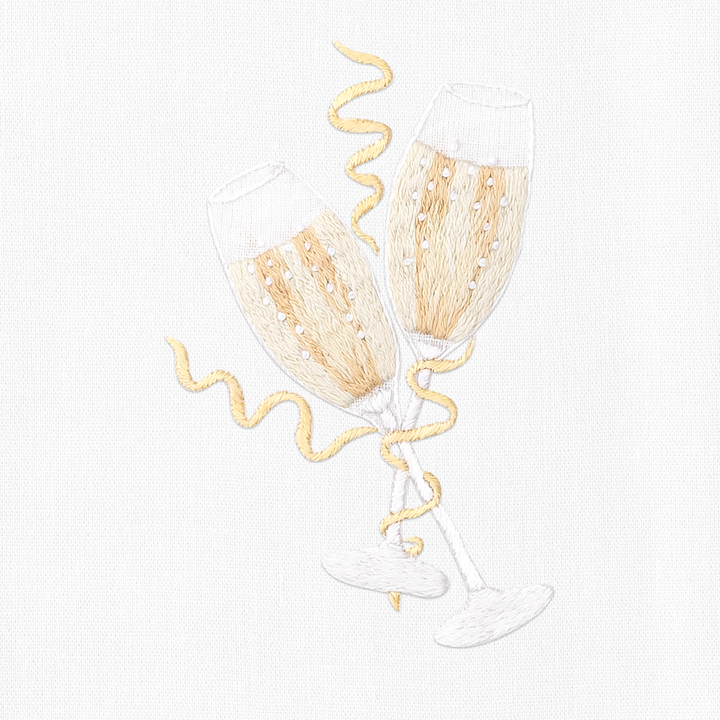 Champagne Celebration Cotton Embroidered Hand Towel