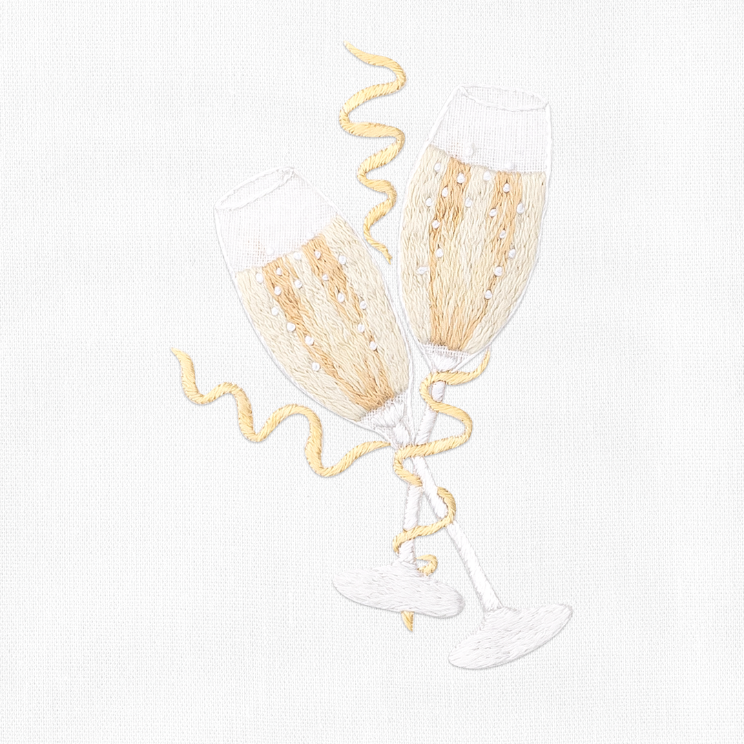 Champagne Celebration Cotton Embroidered Hand Towel
