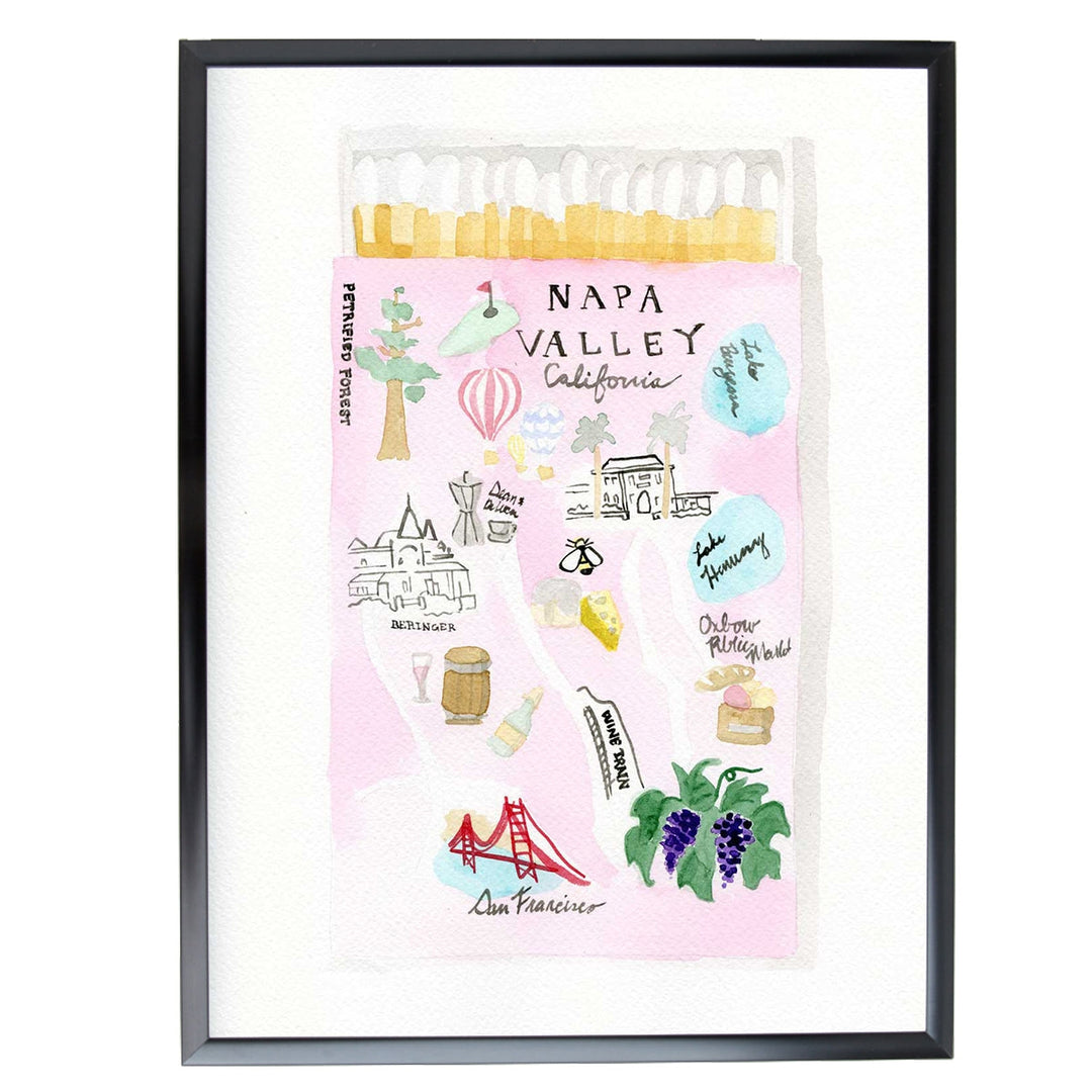 Napa Valley Matchbook Watercolour Print