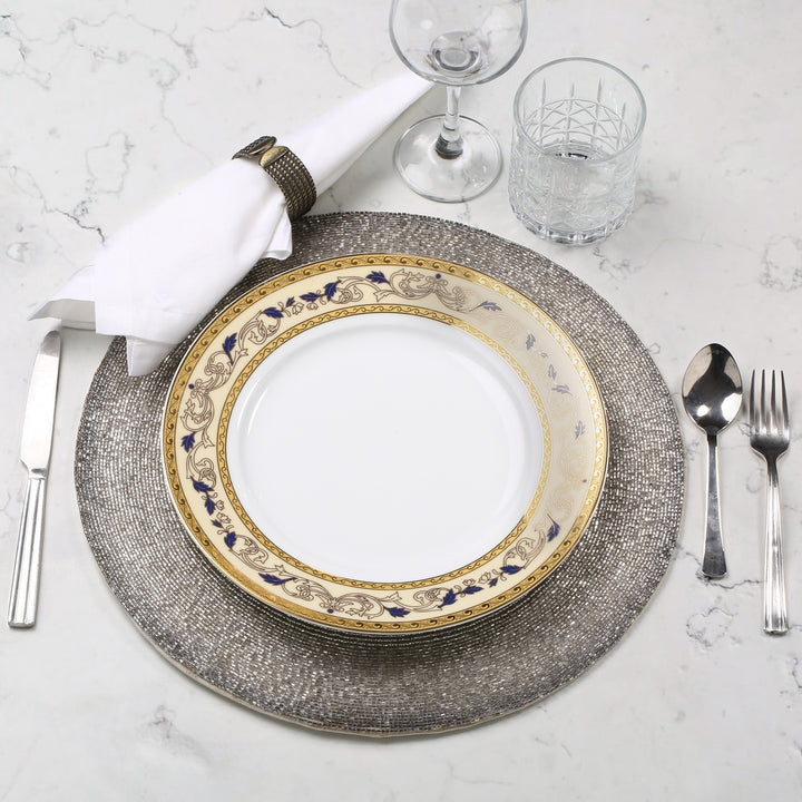 Silver Beaded Round Placemats - Set of 4