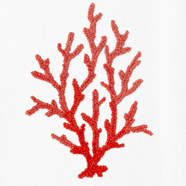 Red Coral Knot Cotton Embroidered Hand Towel