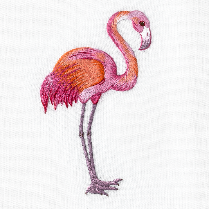 Flamingo Cotton Embroidered Hand Towel