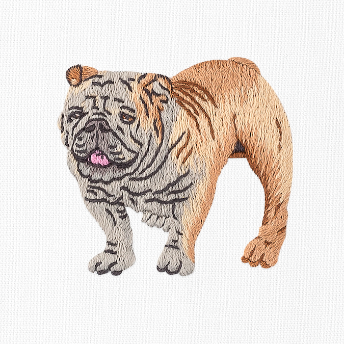 Bulldog Cotton Embroidered Hand Towel
