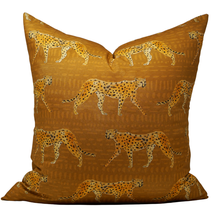 Mara Cheetah Cushion in Gold
