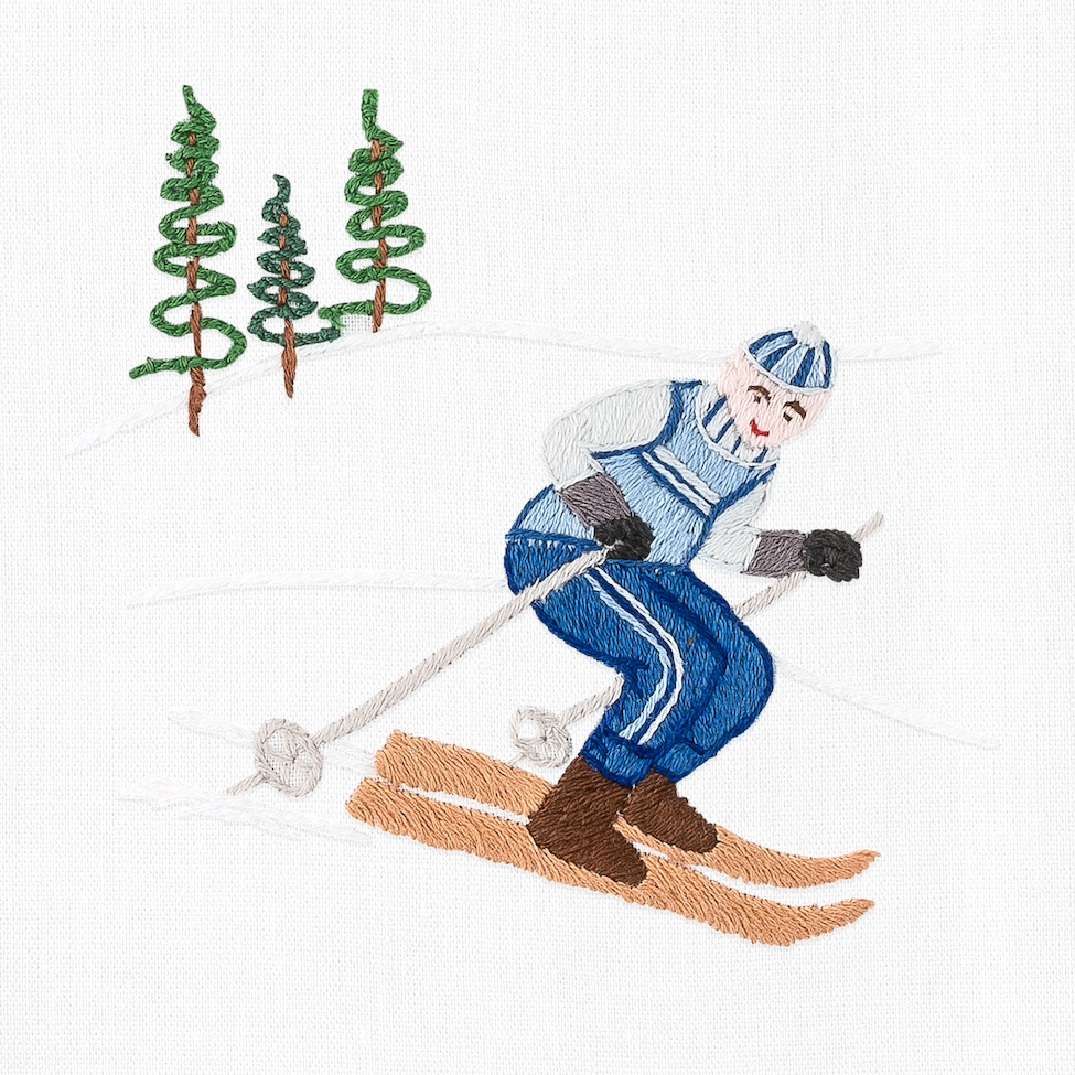Skier Jack Cotton Embroidered Hand Towel