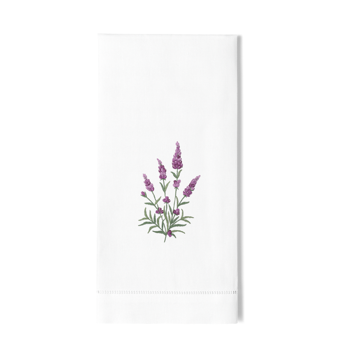 Lavender Botanical Cotton Embroidered Hand Towel