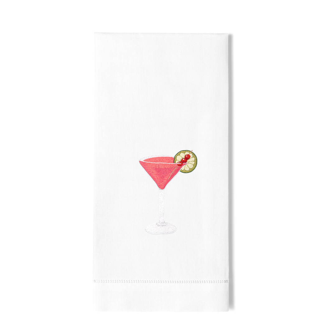 Cosmopolitan Cocktail Cotton Embroidered Hand Towel