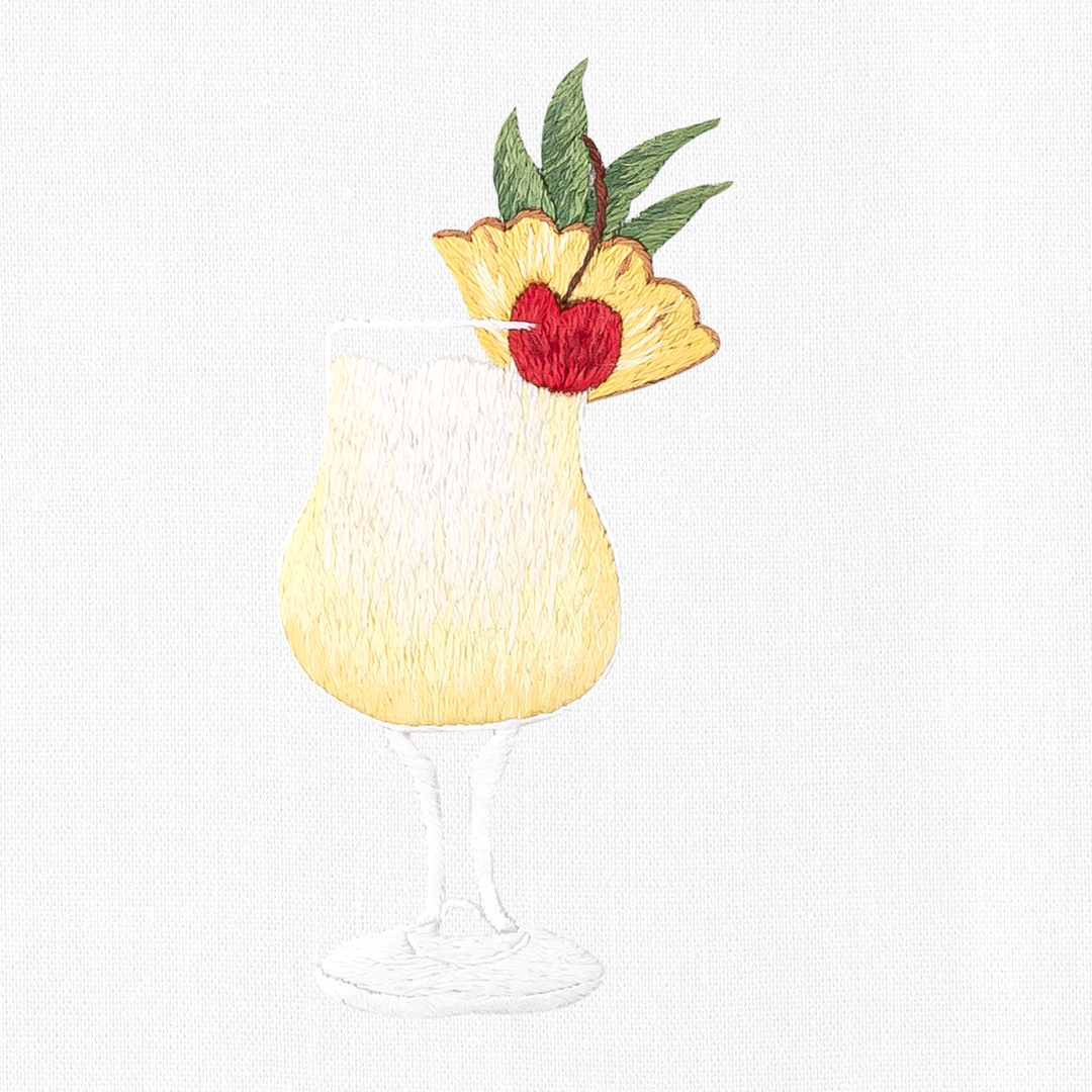 Pina Colada Cocktail Cotton Embroidered Hand Towel