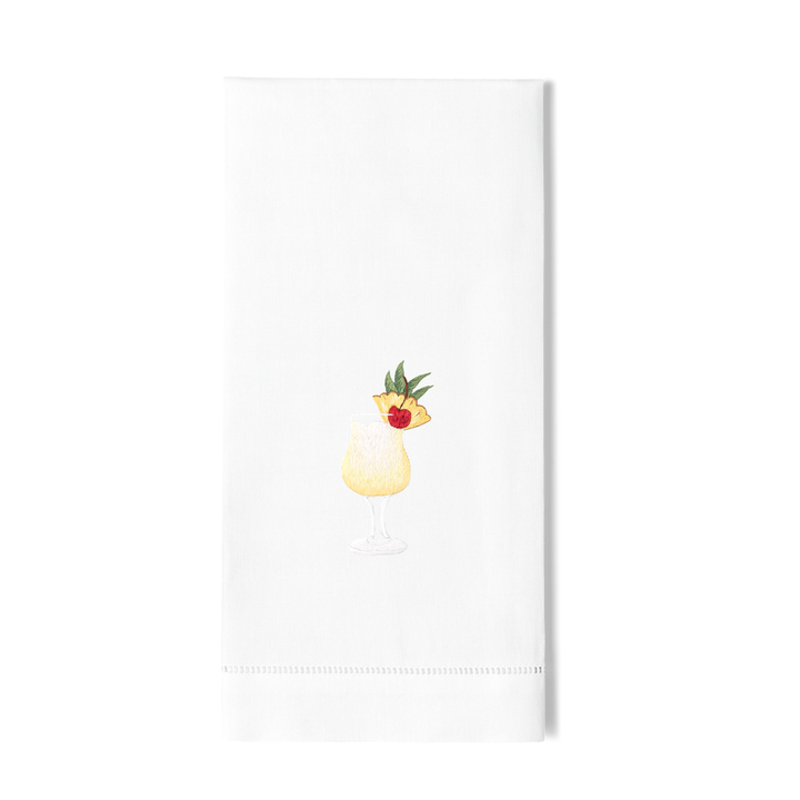 Pina Colada Cocktail Cotton Embroidered Hand Towel
