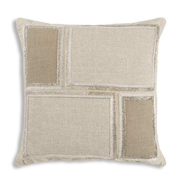 Milo Wheat Linen and Silver Bead Cushion