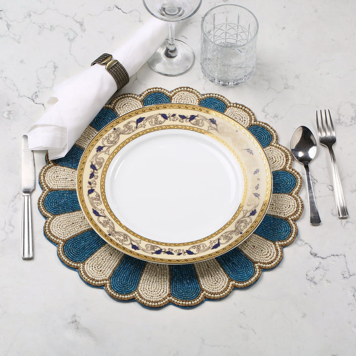 Blue Floral Beaded Placemats