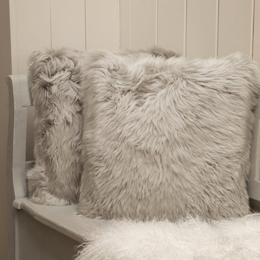Light Grey Sheepskin Cushion