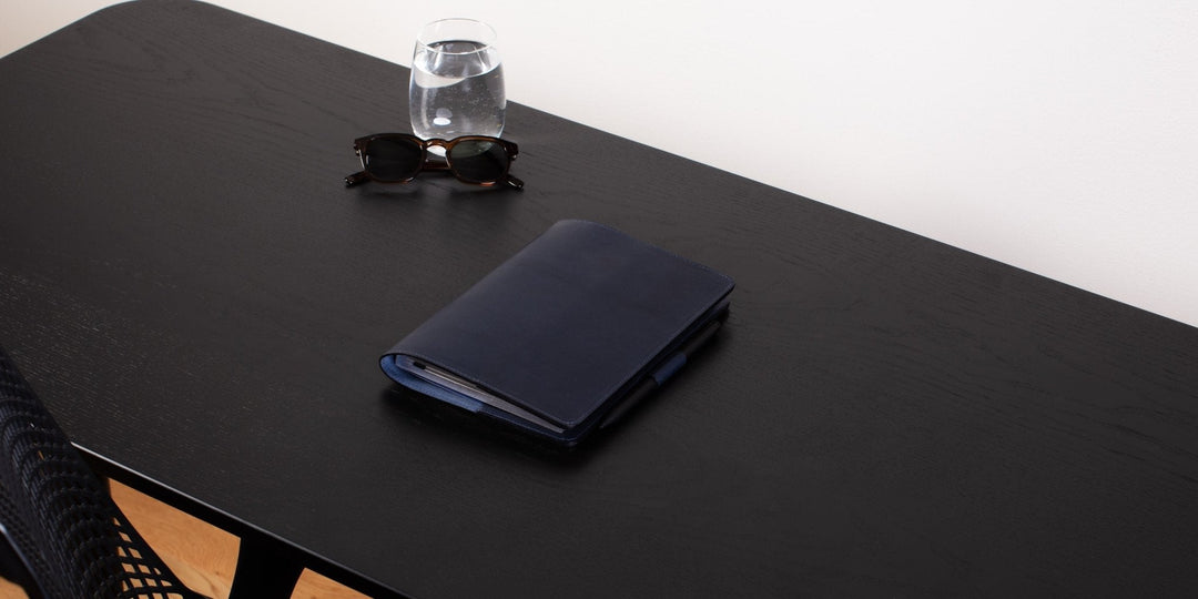 Leather Refill Notebook Cover - Navy