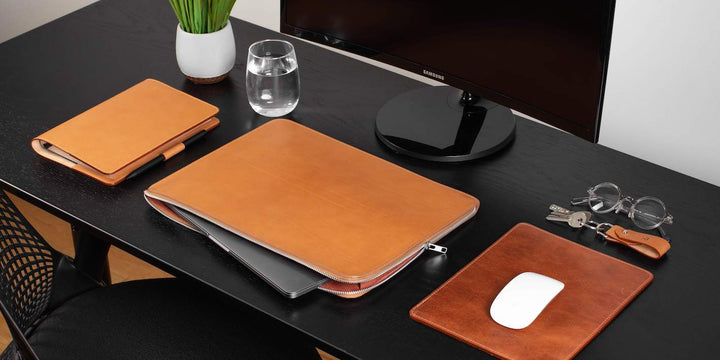 Leather Laptop Case - Tan