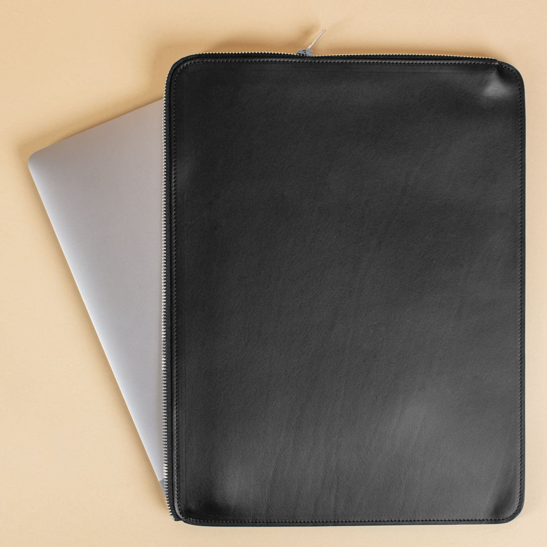 Leather Laptop Case - Black