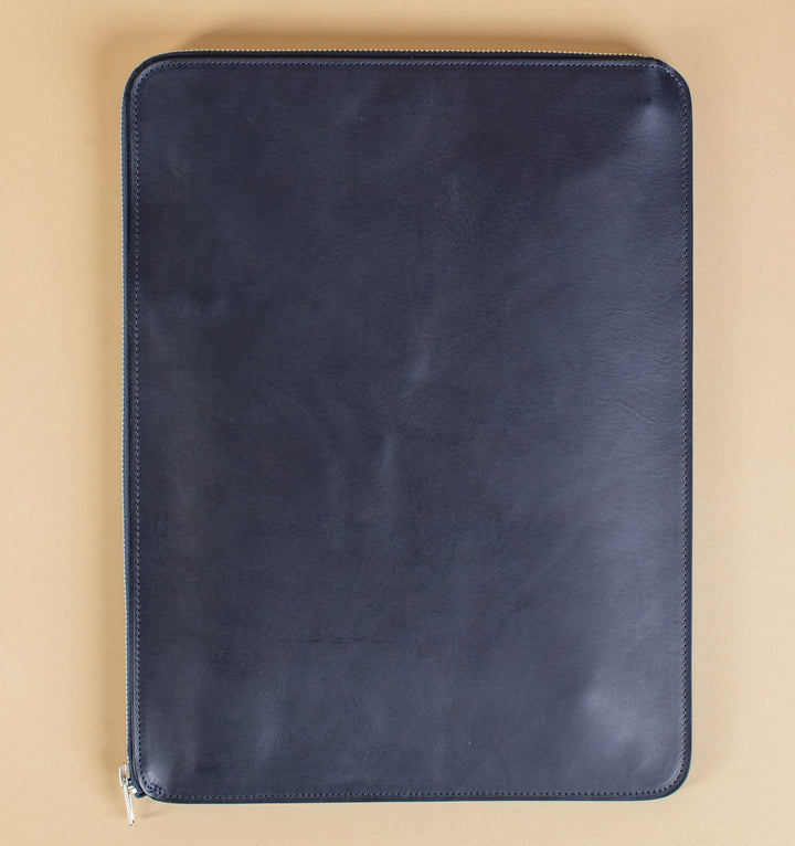 Leather Laptop Case - Navy