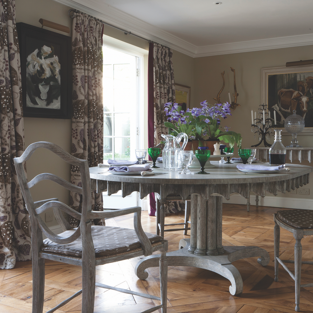 Longwood Oval Extending Greyed Oak Dining Table