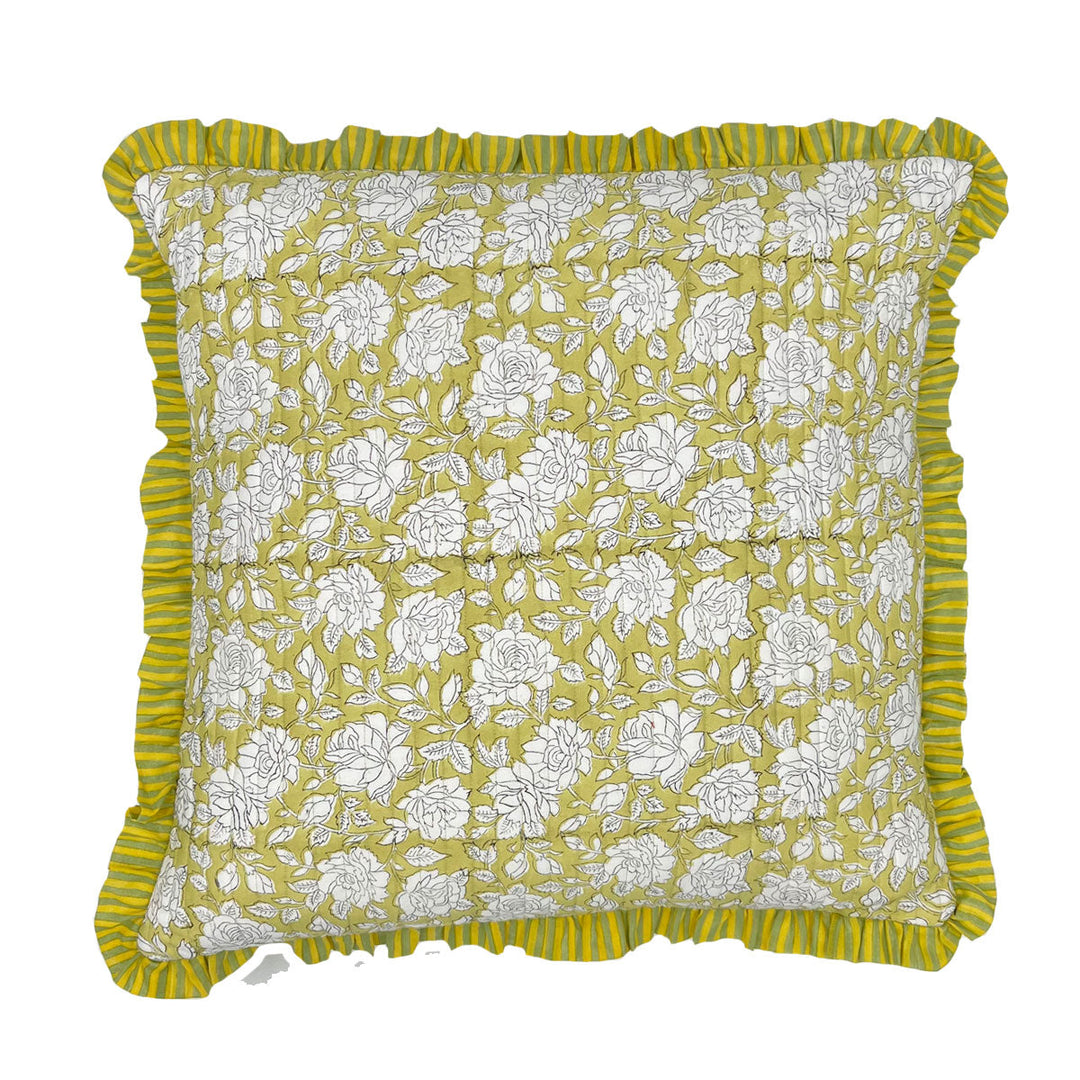 Manali Quilted Ruffle Square Cushion