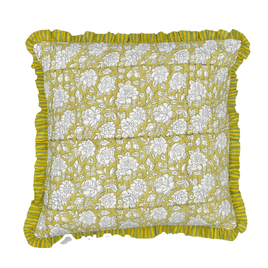 Manali Quilted Ruffle Square Cushion