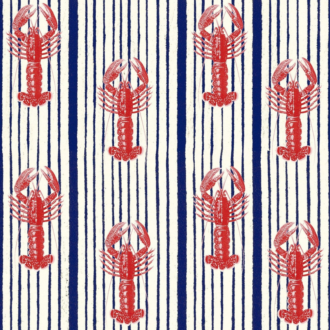 Mediterranean Lobsters White Wallpaper
